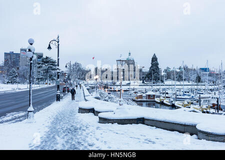 Victoria Harbour e gli edifici del Parlamento di British Columbia, Victoria, BC, Canada Foto Stock