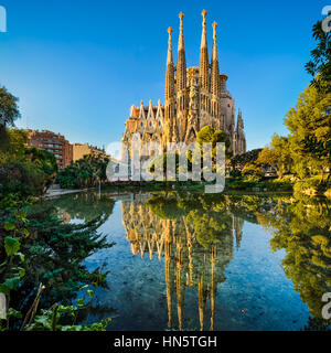 La Sagrada Familia a Barcellona, Spagna Foto Stock