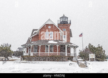 Il mare Girt faro in mare Girt, New Jersey, USA. Questo faro flash la sua prima luce 10 dicembre 1896. Foto Stock