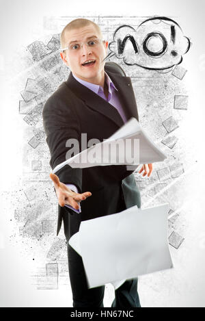 Business man in una tuta isolati su sfondo bianco Foto Stock