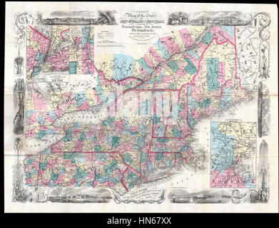 1856 Colton Pocket Mappa del New England ^ New York - Geographicus - NewEnglandPkt-colton-1856 Foto Stock