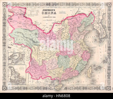 1865 Johnson mappa della Cina ^ Taiwan - Geographicus - Cina-J-64 Foto Stock