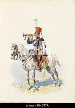 1814 - Trompette des Hussards du Roi (1er régiment) d'après les esquices de Gericault (14) Foto Stock