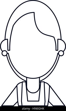 Donna orecchini utente lavoratore linea sottile Illustrazione Vettoriale