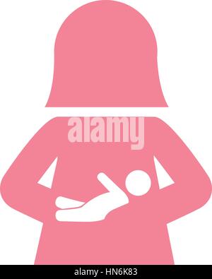 Silhouette di madre con bambino illustrazione vettoriale design Illustrazione Vettoriale