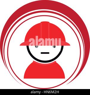 Il cerchio rosso telaio con vigile del fuoco illustrazione vettoriale Illustrazione Vettoriale