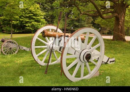 Guerra di Indipendenza Americana,6 pounder cannone in ottone, riproduzione Foto Stock