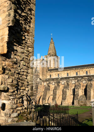 Abbey navata dal Refettorio rovine a Dunfermline Abbey e Palazzo Dunfermline Fife Scozia Scotland Foto Stock