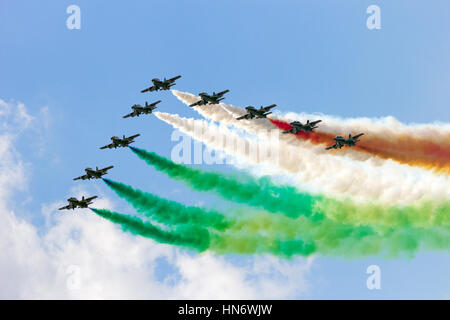 VOLKEL, Paesi Bassi - 15 giugno: l'italiano del team di dimostrazione delle Frecce Tricolori effettuando al Dutch Air Force Open Day il 15 giugno 2013 in Volk Foto Stock