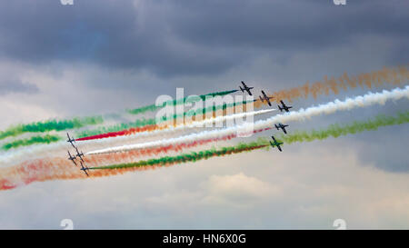 VOLKEL, Paesi Bassi - 15 giugno: l'italiano del team di dimostrazione delle Frecce Tricolori effettuando al Dutch Air Force Open Day il 15 giugno 2013 in Volk Foto Stock