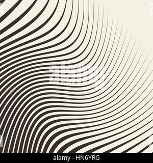 Mezzitoni a strisce in bianco e nero di sfondo d'onda Illustrazione Vettoriale