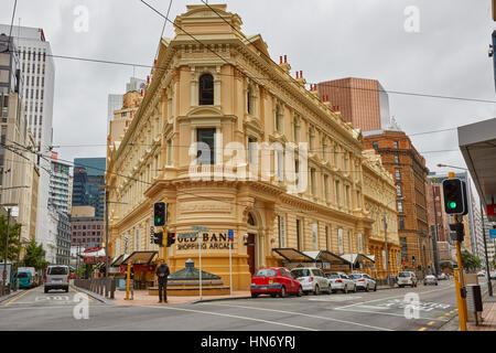 Vecchia Banca della Nuova Zelanda, Lambton Quay, Wellington, Nuova Zelanda Foto Stock