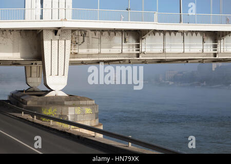 Ungheria, Budapest, Ponte Elisabetta dettaglio sul fiume Danubio. Foto Stock