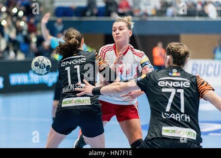 27 gennaio 2017: Amanda Kurtovic #24 di Larvik durante la EHF Donne in Champions League 2016-2017 gioco tra FC CSM Bucharest ROU e Larvik (NOR) a campi sportivi polivalenti Hall, Bucarest, Romania ROU. Foto: CronosFoto/Catalin Soare Foto Stock