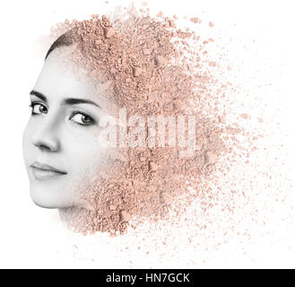 Donna faccia realizzato dalla polvere friabile. Foto Stock