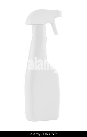 Vuoto bianco di plastica spray flacone di detergente isolato su sfondo. Modello di confezionamento mockup collezione. Con percorso di clipping incluso. Il rendering 3D Foto Stock