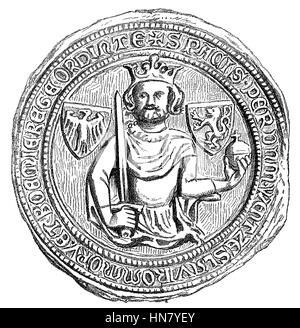 La guarnizione di Venceslao, Wenceslas, Wenzel, soprannominato il minimo, 1361-1419, Tedesco re, il Re di Boemia Venceslao IV, Foto Stock