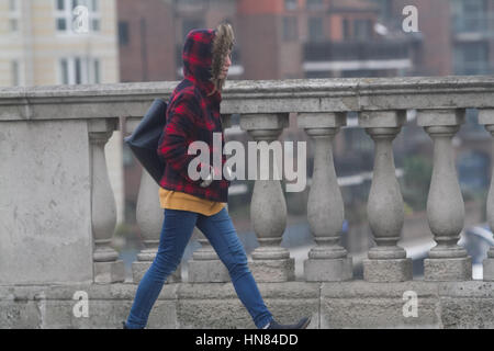 Kingston, Londra, Regno Unito. Il 9 febbraio, 2017. Pedoni brave il freddo in Kingston con temperature di congelamento Credito: amer ghazzal/Alamy Live News Foto Stock