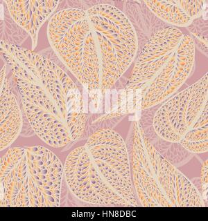 Foglie floreali seamless pattern. foglia sfondo testurizzato. fiorire ornamentali texture piastrellato Illustrazione Vettoriale
