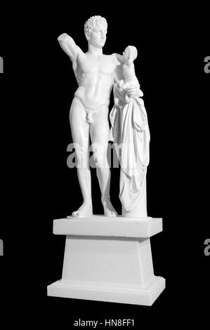 Marmo bianco classico statua isolata su sfondo nero Foto Stock