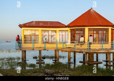 Il molo del pesce, il lago Ziway, Etiopia Foto Stock