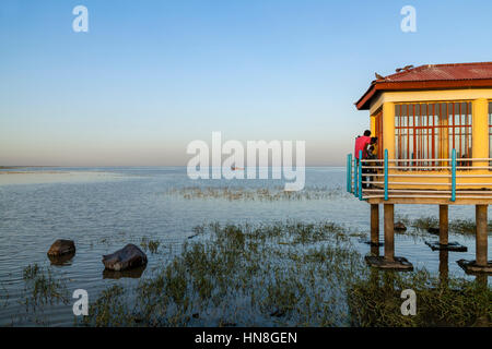 Il molo del pesce, il lago Ziway, Etiopia Foto Stock