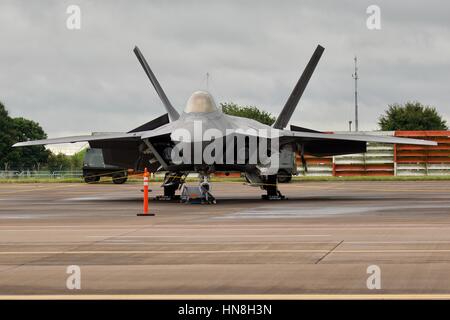 F-22 Raptor in mostra statica al Royal International Air Tattoo Foto Stock