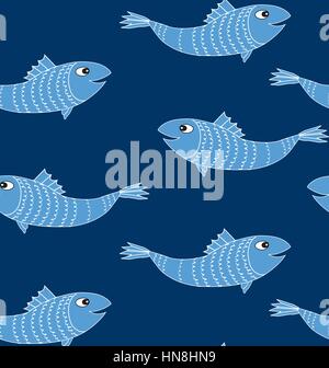 Pesce seamless patern. Sea life pattern con pesci. sfondo marino. Illustrazione Vettoriale