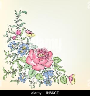 Cornice floreale. bouquet floreale confine Illustrazione Vettoriale