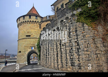 Il Nölliturm, una delle torri del Museggmauer, la mitica città vecchia, pareti di Lucerna, Svizzera Foto Stock