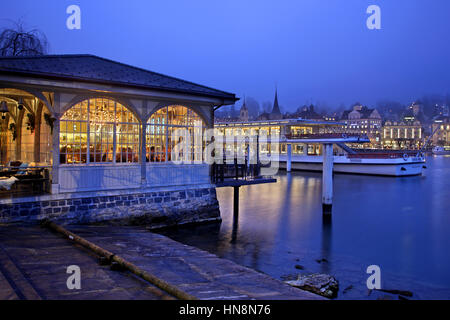 Il Luz Seebistro, a Lakeside Cafe - Ristorante a Lucerna, Svizzera Foto Stock