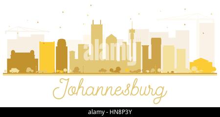 Johannesburg dello skyline della città golden silhouette. semplice piatto concetto per il turismo presentazione, banner, cartellone o sito web. cityscape con punti di riferimento. Illustrazione Vettoriale