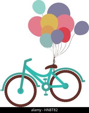 Bicicletta con palloncini immagine dell'icona, illustrazione vettoriale design Illustrazione Vettoriale