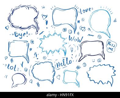 Discorso disegnati a mano set bolle Illustrazione Vettoriale