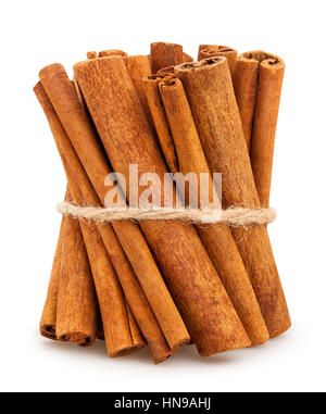 Bastoncini di cannella isolato Foto Stock