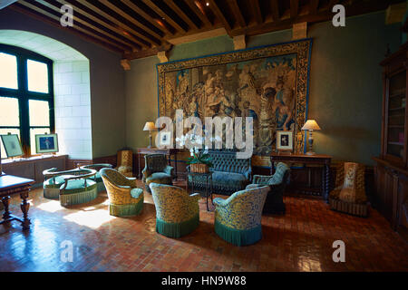 Sala da disegno quattrocentesco castello Château de Chaumont. Chaumont-sur-Loire, Loir-et-Cher, Francia Foto Stock