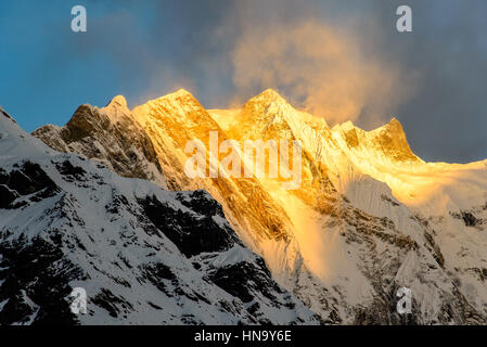 Annapurna vertice di sunrise, Annapurna Base Camp in Nepal Foto Stock