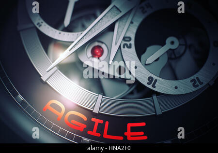 Agile su orologio automatico meccanismo. 3D. Foto Stock