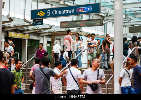 Ingresso alla stazione MRT di Chinatown, in Singapore Foto Stock