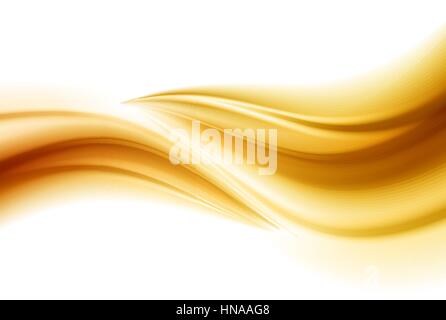 Luce liscia onde gold line. Splendido oro satinato. Drappeggi sullo sfondo. Illustrazione Vettoriale Illustrazione Vettoriale