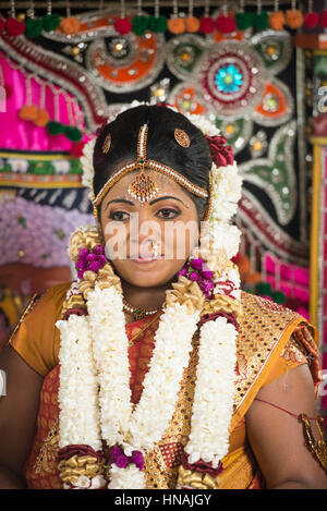 Sposa matrimonio induista, Deniyaya, Sri Lanka Foto Stock