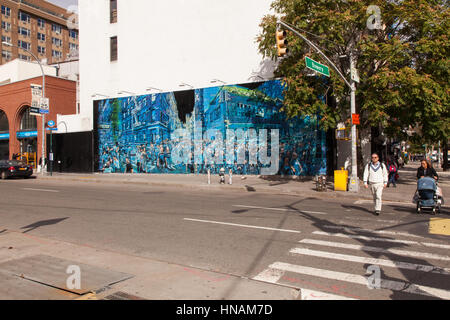 Logan Hick il murale sulla Bowery e Houston angolo che si chiama la storia della mia vita, New York City, Stati Uniti d'America. Foto Stock