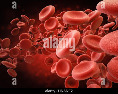 3D rendering le cellule rosse del sangue in vena Foto Stock