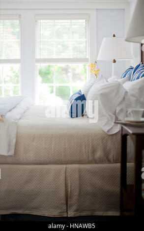 Vignette del lato di un letto, Kennebunkport, ME. Foto Stock