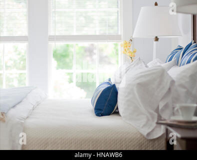 Vignette del lato di un letto, Kennebunkport, ME. Foto Stock