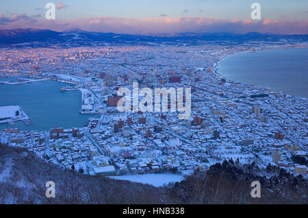 Panorama, panoramica, townscape, vista da Hakodateyama (Mount Hakodate),Hakodate,Hokkaido, Giappone Foto Stock