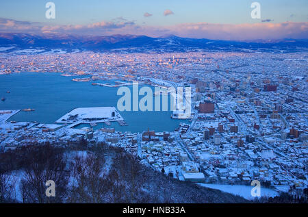 Panorama, panoramica, townscape, vista da Hakodateyama (Mount Hakodate),Hakodate,Hokkaido, Giappone Foto Stock