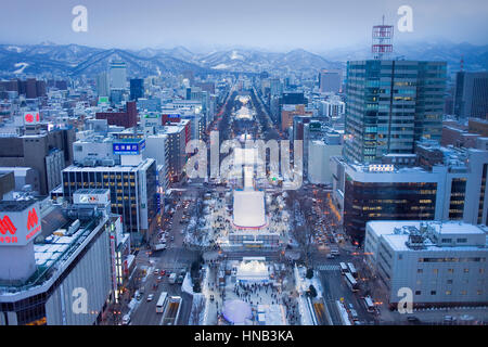 Vista aerea del Parco Odori durante la festa della neve,Sapporo, Hokkaido, Giappone Foto Stock