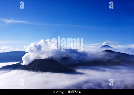 I vulcani visto dal Monte Penanjakan Indonesia. Foto Stock