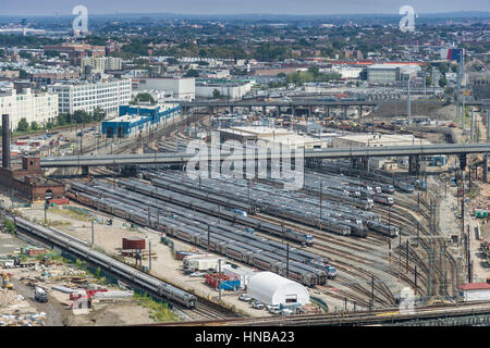 Cantiere ferroviario, New York, Stati Uniti d'America Foto Stock